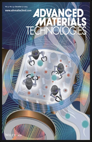 Advanced Materials Technologies December 2024 outside back cover for an untethered magnetic microgripper